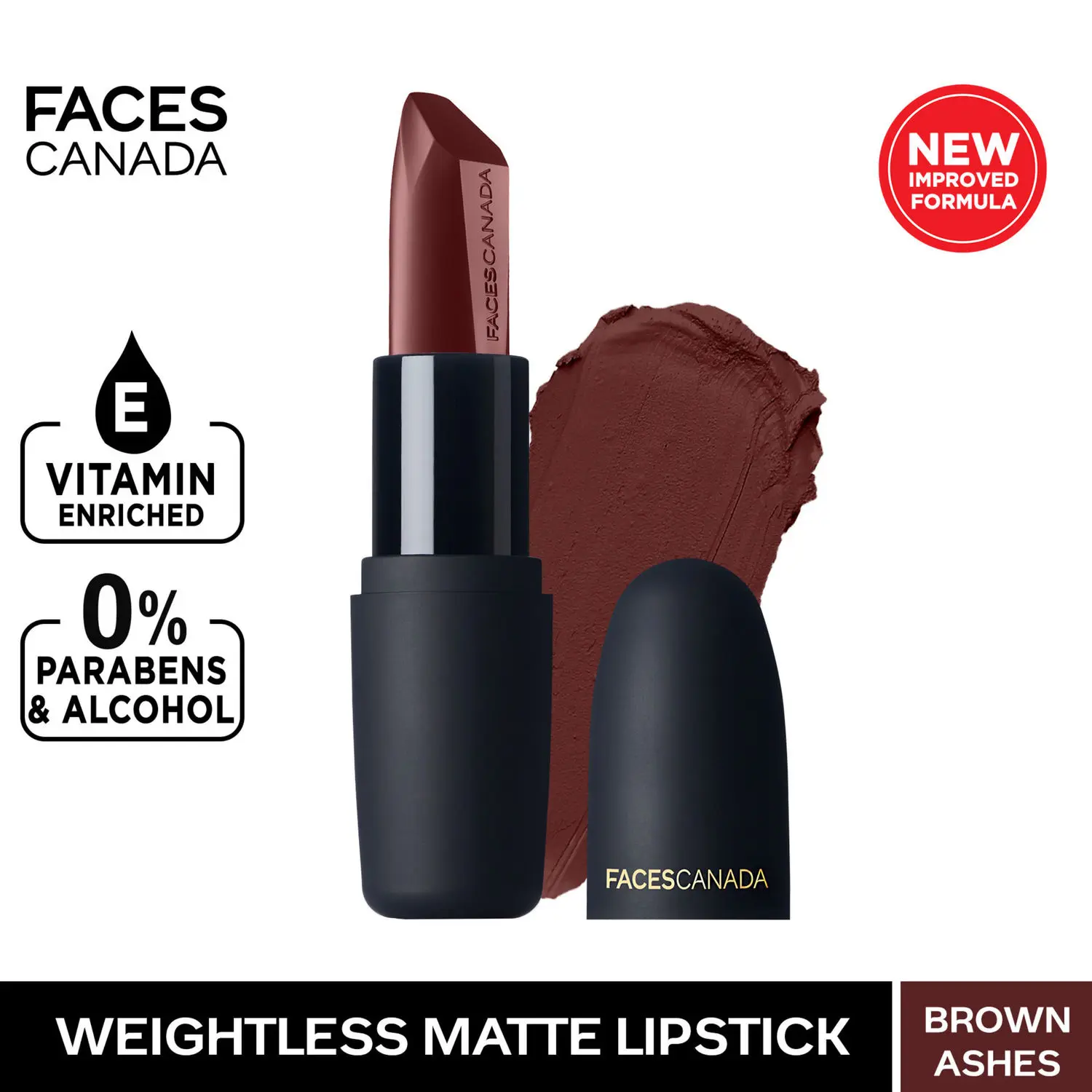 Faces Canada Weightless Matte Lipstick |Jojoba and Almond Oil enriched| Highly pigmented | Smooth One Stroke Weightless Color | Keeps Lips Moisturized | Shade - Brown Ashes 4.5 g