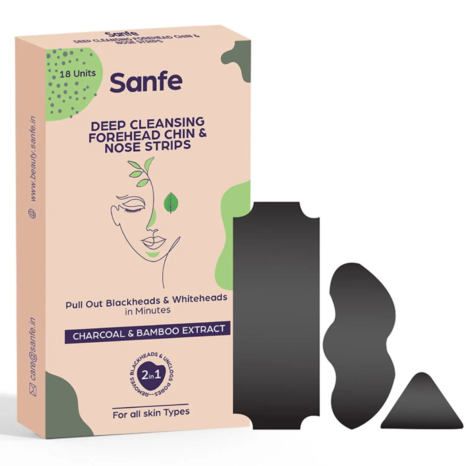 Sanfe Deep Cleansing Forehead, Chin & Nose Strips | Removes unwanted blackheads, whiteheads, oil and dirt instantly & painlessly