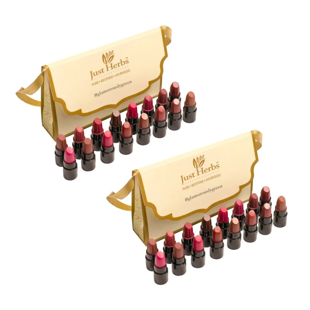 Just Herbs Ayurvedic Micro Lipstick Sampler Kit Combo (Pack Of 2)