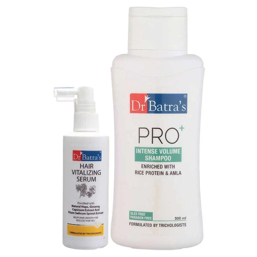 Dr Batra's Hair Vitalizing Serum & Pro+ Intense Volume Shampoo - 500 ml Combo,  2 Piece(s)/Pack  Hair Growth