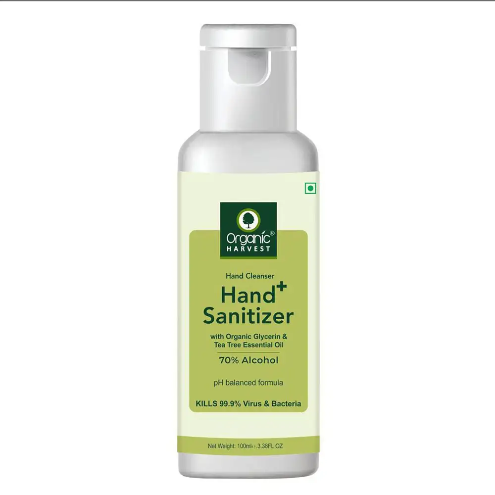 Organic Harvest Hand Cleanser & Sanitizer,  Fragrance Free  100 ml  Kills 99.9% Virus & Bacteria