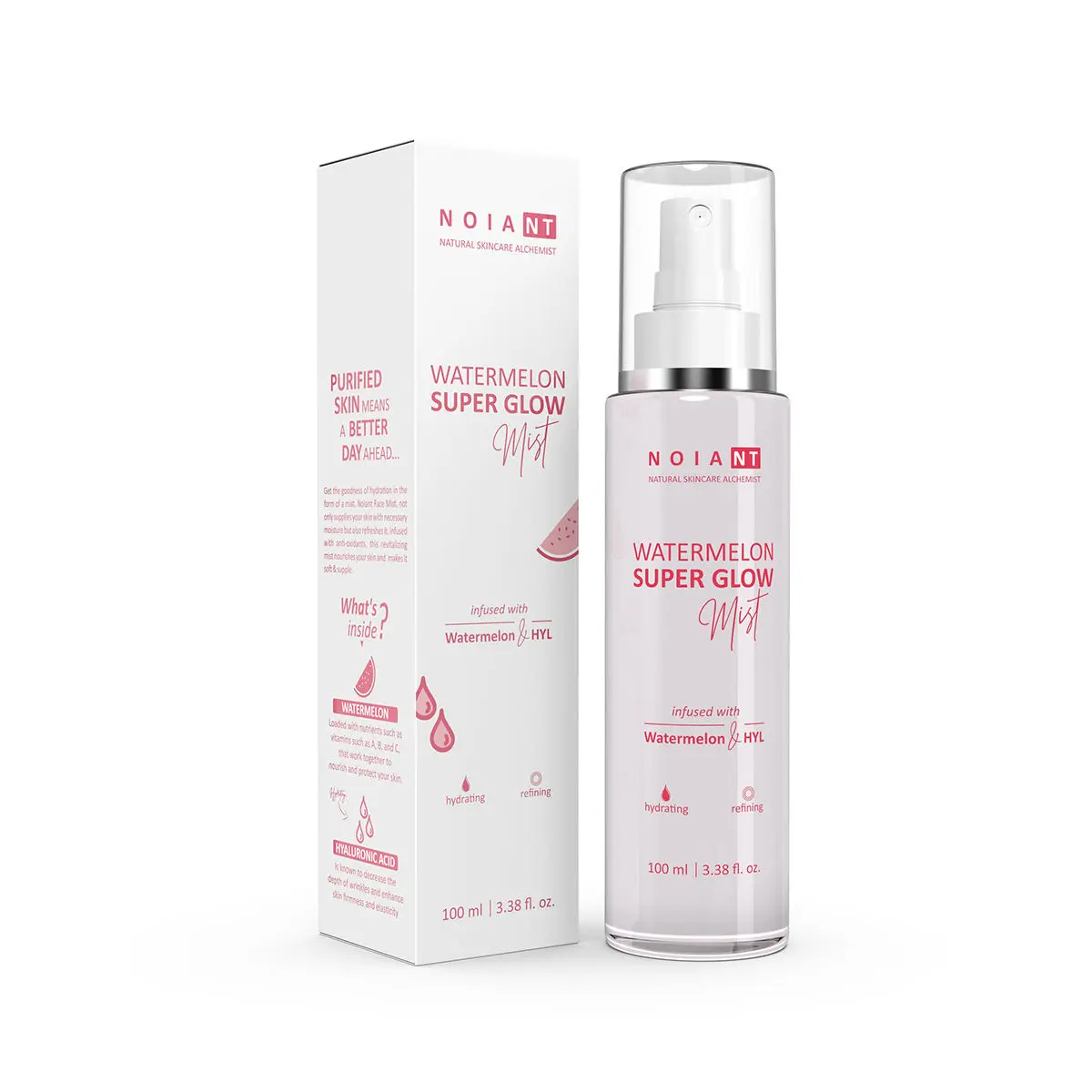 Noiant Watermelon Superglow Mist Infused With Watermelon & Hyl | For Hydrating and Refining Skin | All Skin Types | 100ml