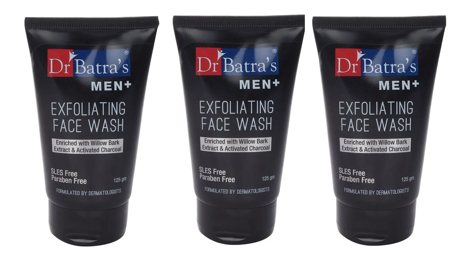 Dr Batra's Men+ Exfoliating Face Wash - 125 g (Pack of 3 for Men and Women)