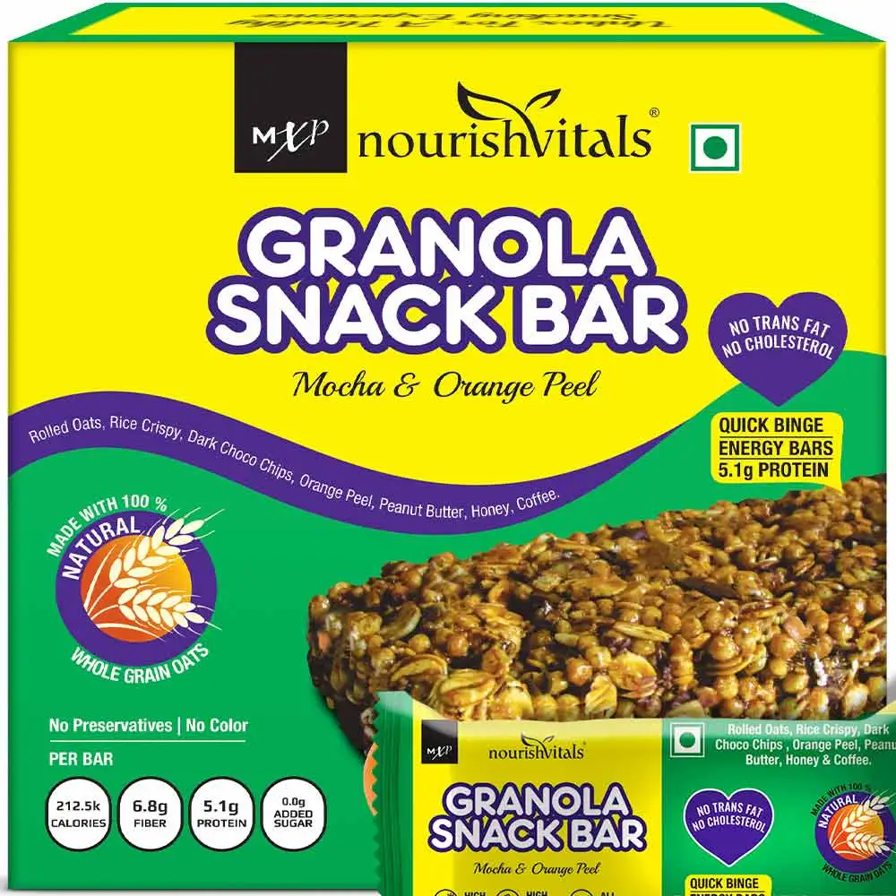 NourishVitals Granola Snack Bar,  5 Piece(s)/Pack  Mocha & Orange Peel