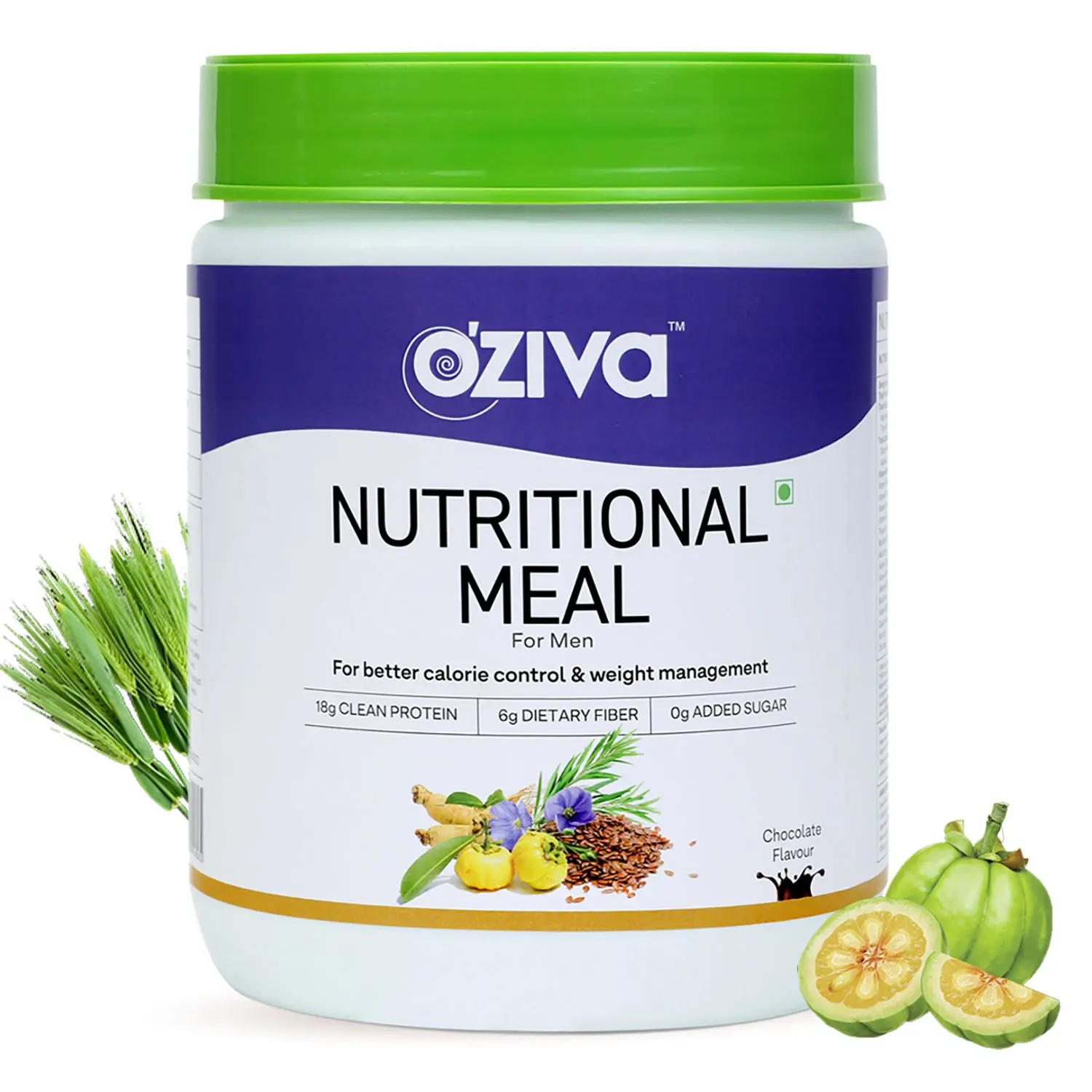 OZiva Nutritional Meal for Men (High in Protein with Ayurvedic Herbs like Ashwagandha, Ginseng, Flax Seeds, Pomegranate, Musli & Barley Grass) for Weight Management,Chocolate,1kg