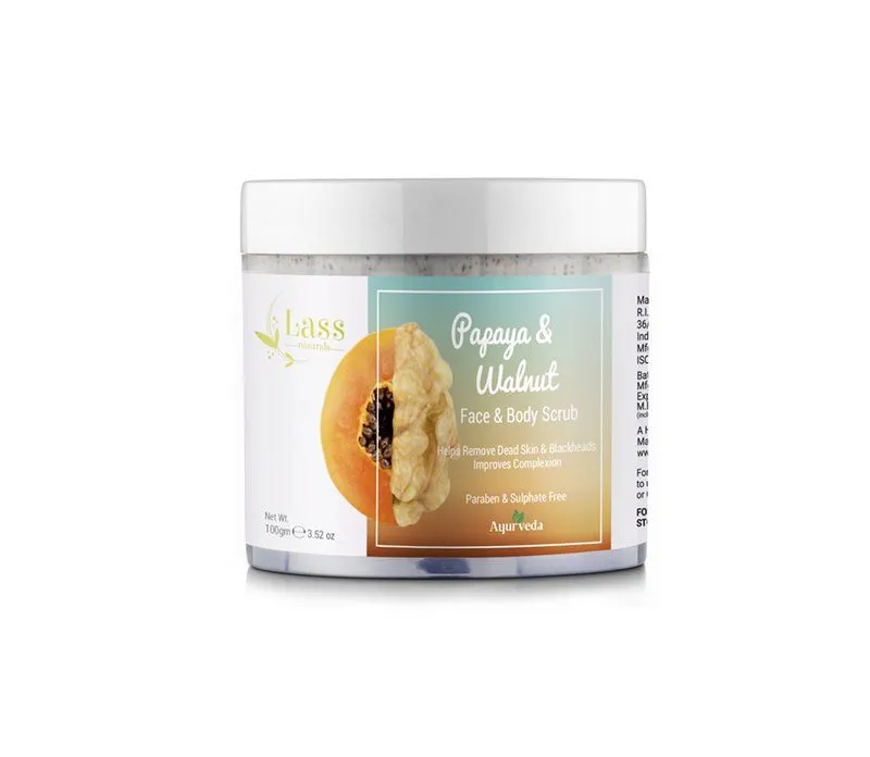 Lass Naturals Papaya & Walnut Face & Body Scrub