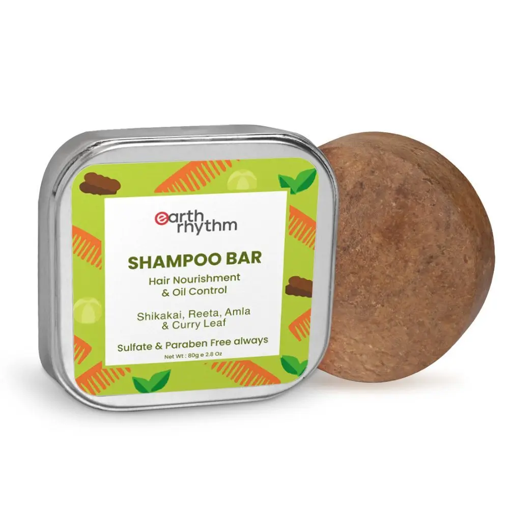 Earth Rhythm Shampoo Bar With Shikakai, Reeta, Amla & Curry Leaf | Sulfate & paraben Free Always Tin - 80 G