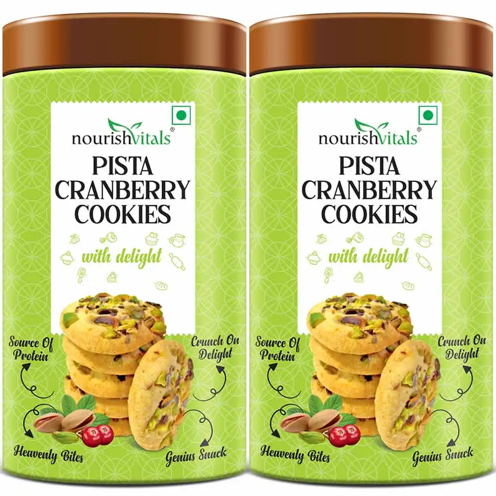 NourishVitals Cookies,  0.120 kg  Pista Cranberry Pack of 2