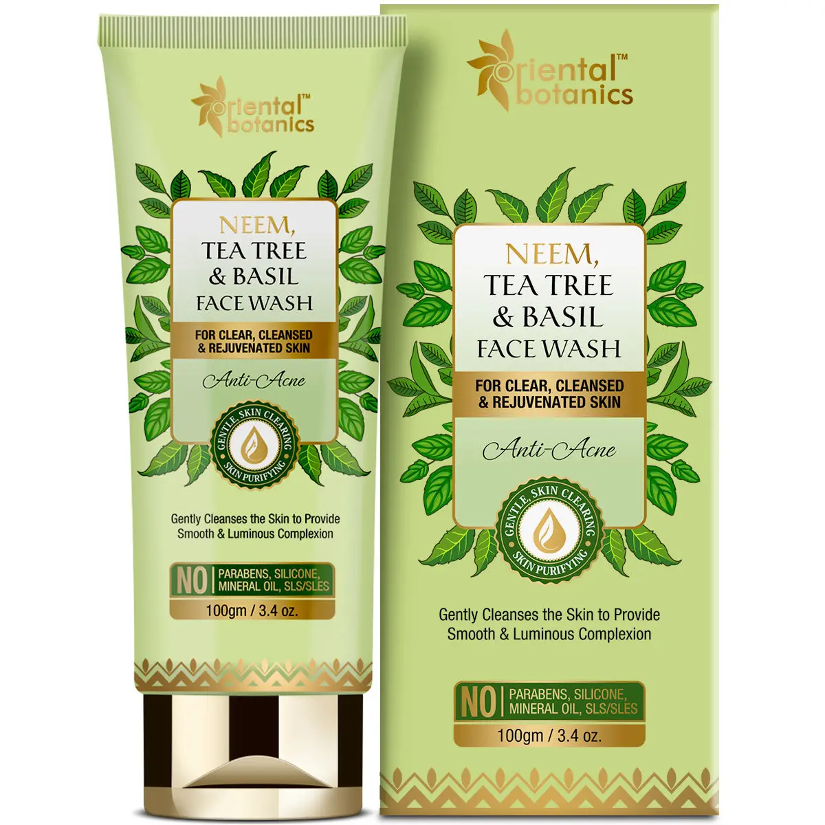 Oriental Botanics Neem, Tea Tree And Basil Anti Acne Face Wash (100 ml)