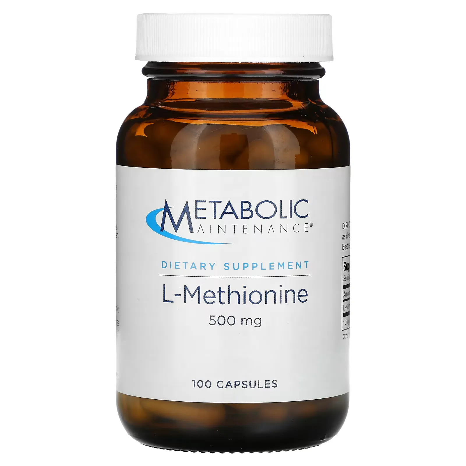 L-Methionine, 500 mg, 100 Capsules