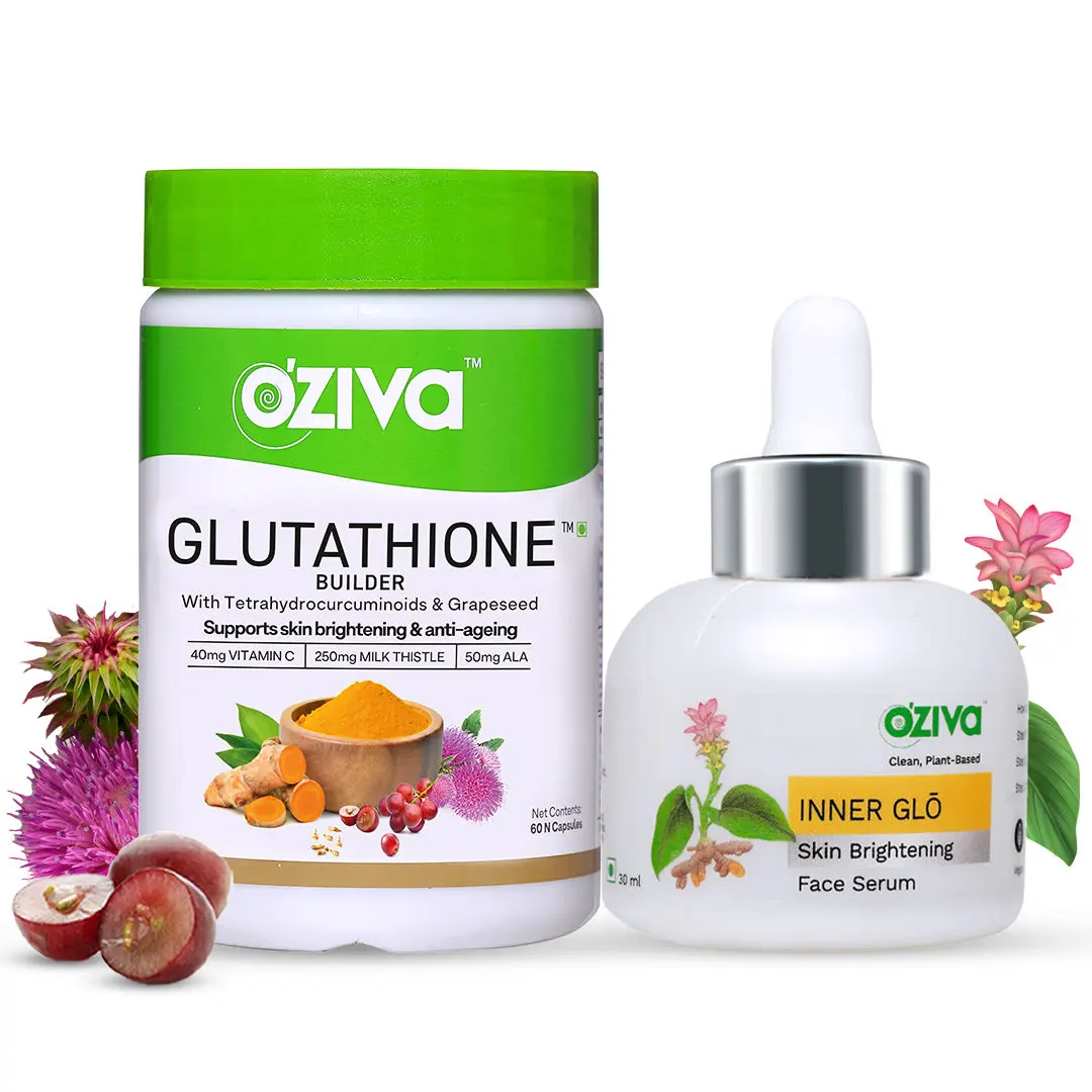 OZiva Skin Brightening Routine (Glutathione Builder + Inner Glo Skin Brightening Face Serum)