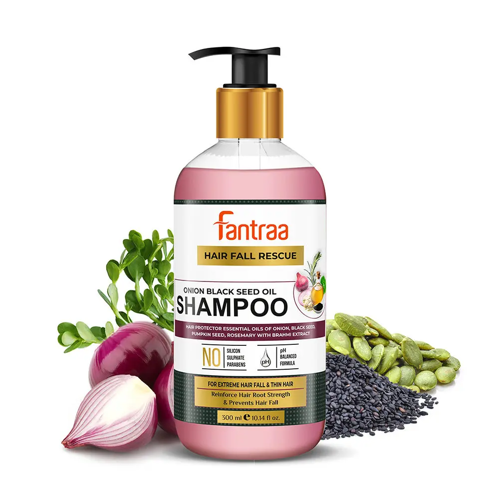 Fantraa Onion Black Seed oil Shampoo For Hair Fall Control and Reinforce Hair Root Strength with Onion & Black Seed Oil (300 ml)