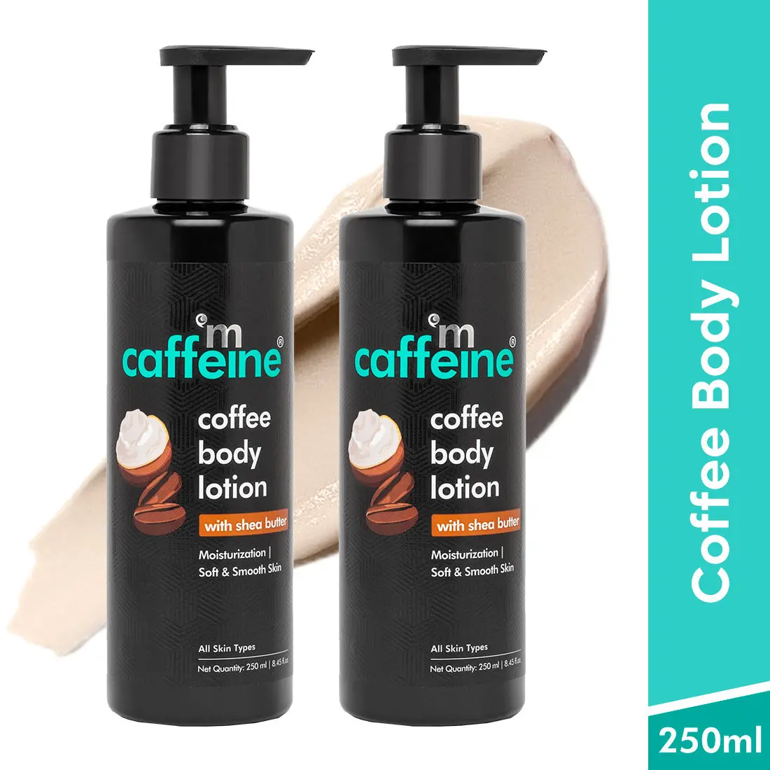 mCaffeine Coffee Body Lotion with Shea Butter & Viamin C for Soft-Smooth Skin | Non-Greasy Body Moisturizer for Dry, Normal & Oily Skin - Pack of 2