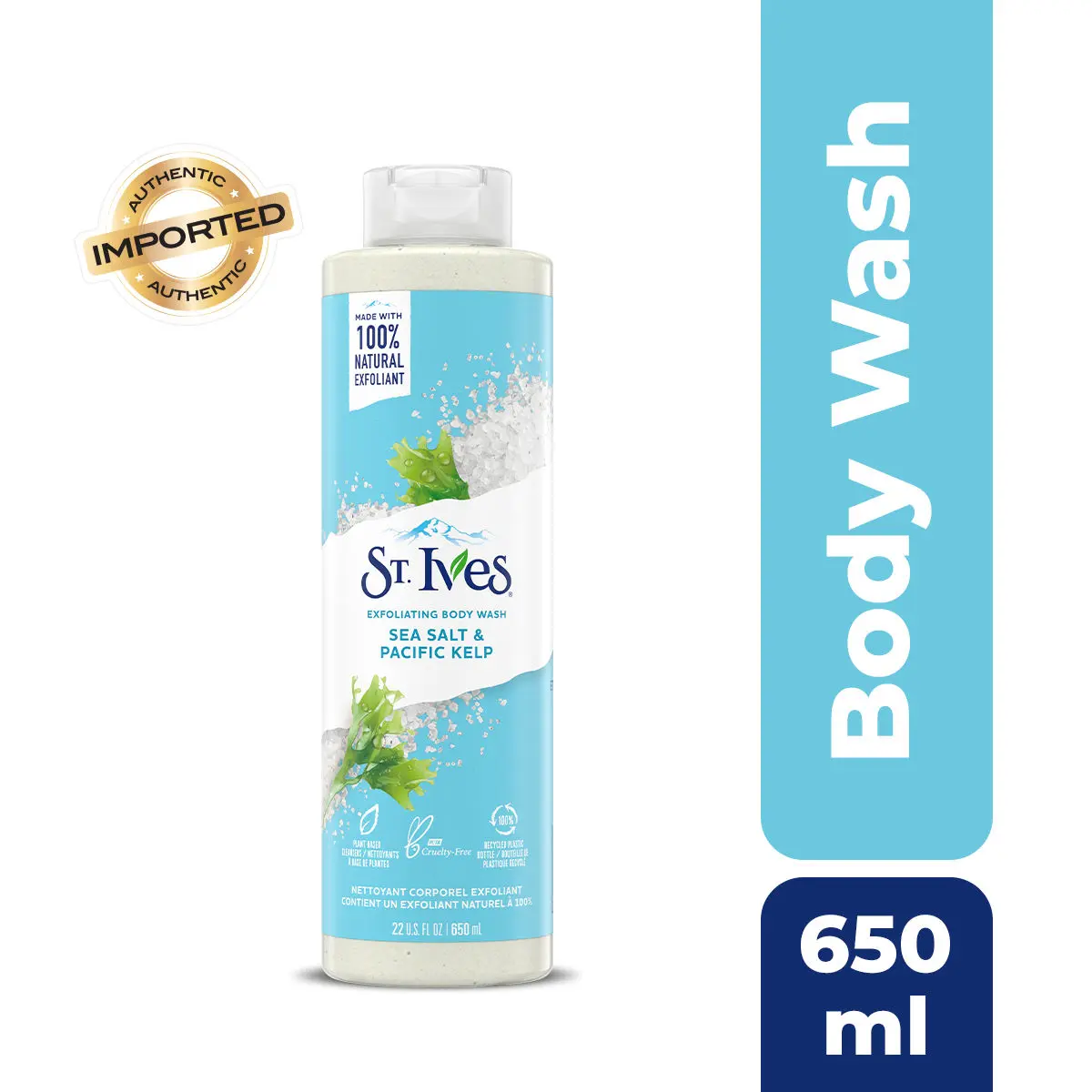 St. Ives Exfoliating Sea Salt & Pacific Kelp Body Wash|Shower gel for Women | 100% Natural Extracts | Cruelty Free | Paraben Free |650ml