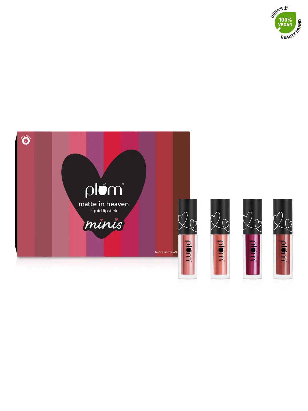 Plum Matte In Heaven Liquid Lipstick Minis | Set Of 4 |Smudge-Proof | 100% Vegan & Cruelty Free