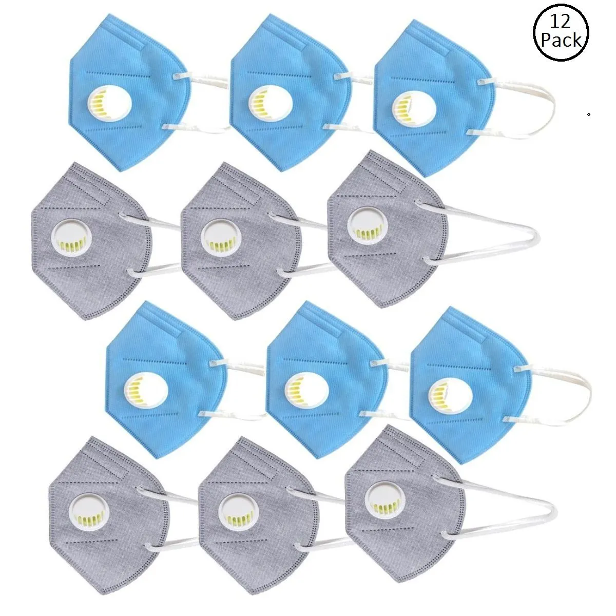 Fabula Pack Of 12 Anti-Pollution Reusable 5 Layer Mask - Blue Grey