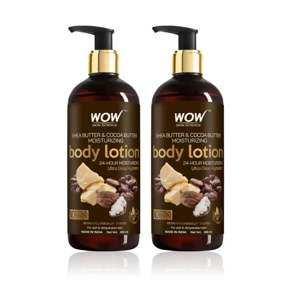 WOW Skin Science Shea Butter & Cocoa Butter Body Lotion For Ultra Deep Hydration - Dull & Dehydrated Skin - 400 ml (Pack of 2)