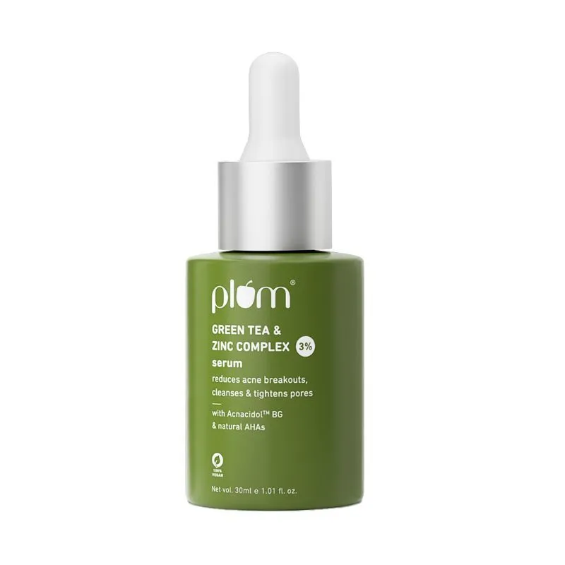 Plum Green Tea & 3% Zinc Complex Face Serum with Acnacidol™ BG - Fights Acne, Pimples & Controls Oil