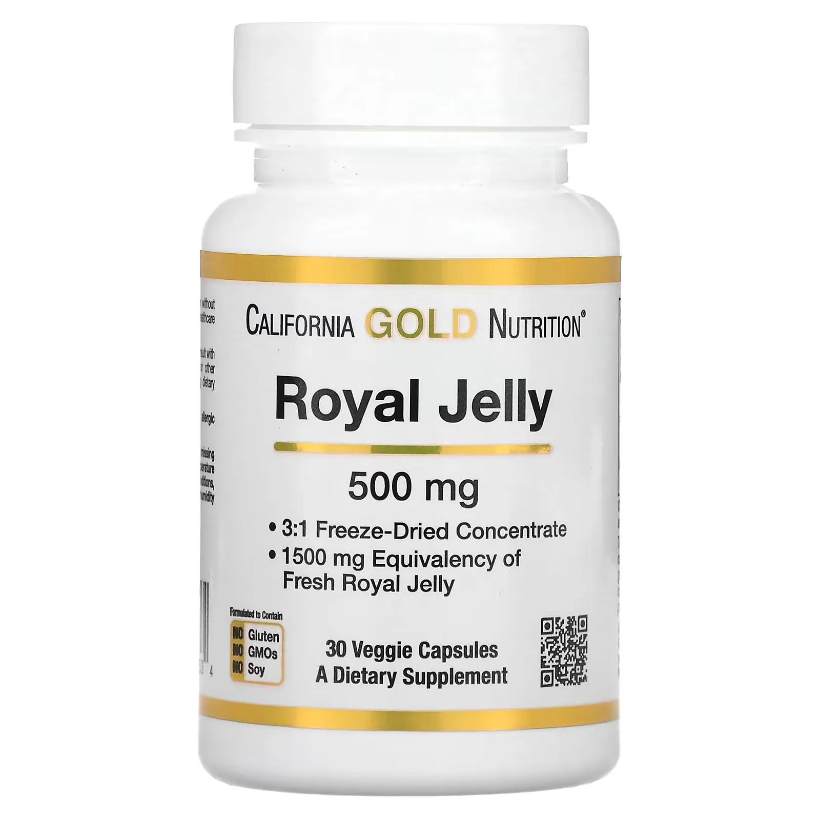 Royal Jelly, Concentrated & Freeze Dried, 500 mg, 30 Veggie Caps