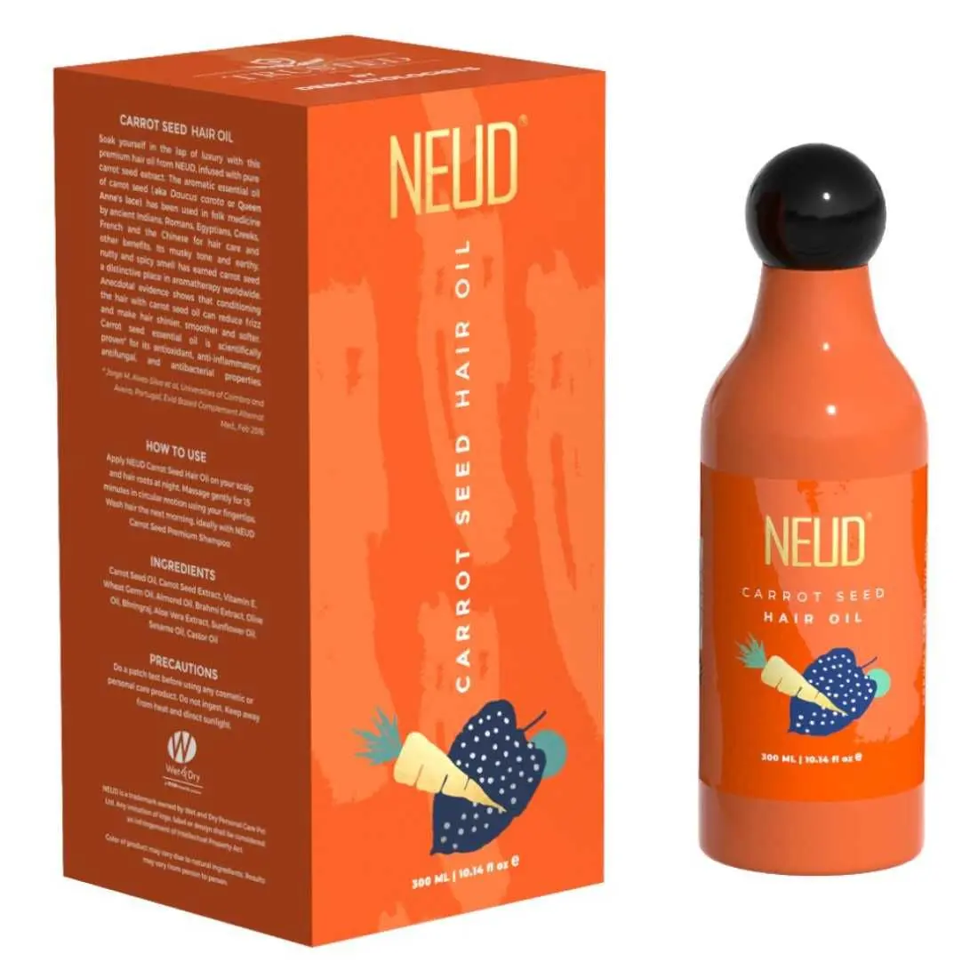 NEUD Carrot Seed Premium Hair Oil for Men & Women - 300 ml