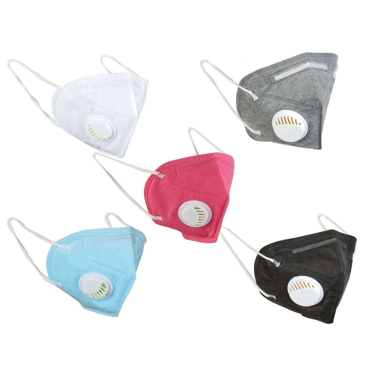 Fabula Pack of 5 KN95/N95 Anti-Pollution Reusable 5 Layer Mask (White,Black,Blue,Grey,Pink)