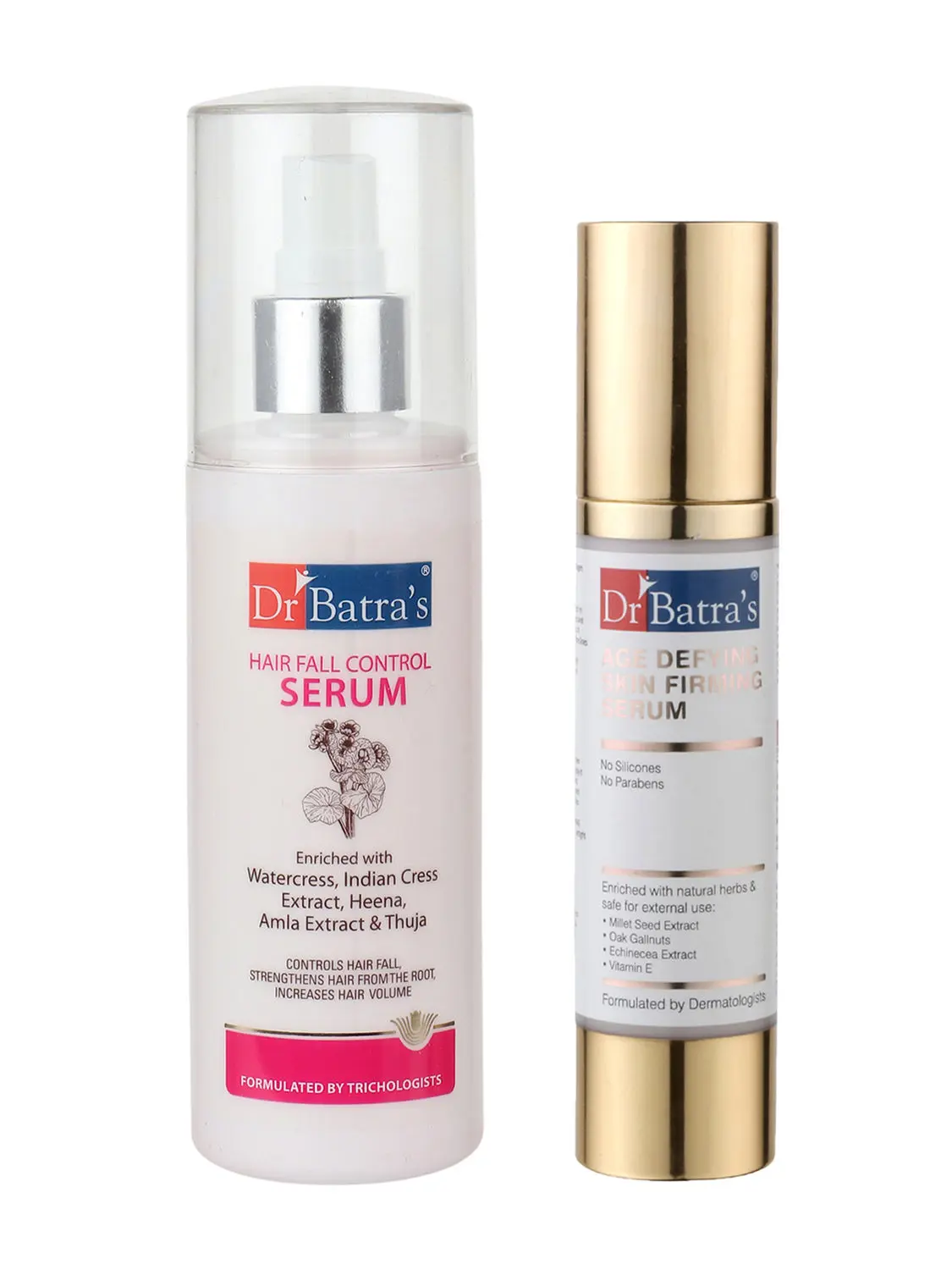 Dr Batra's Hair Fall Control Serum-125ml and Age defying Skin firming Serum - 50 g (Pack of 2 for Men and Women)