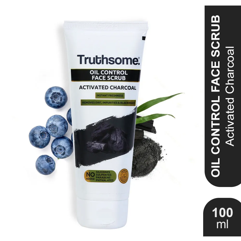 Truthsome Oil Control Face Scrub With Activated Charcoal & Blueberry - For Oily Skin