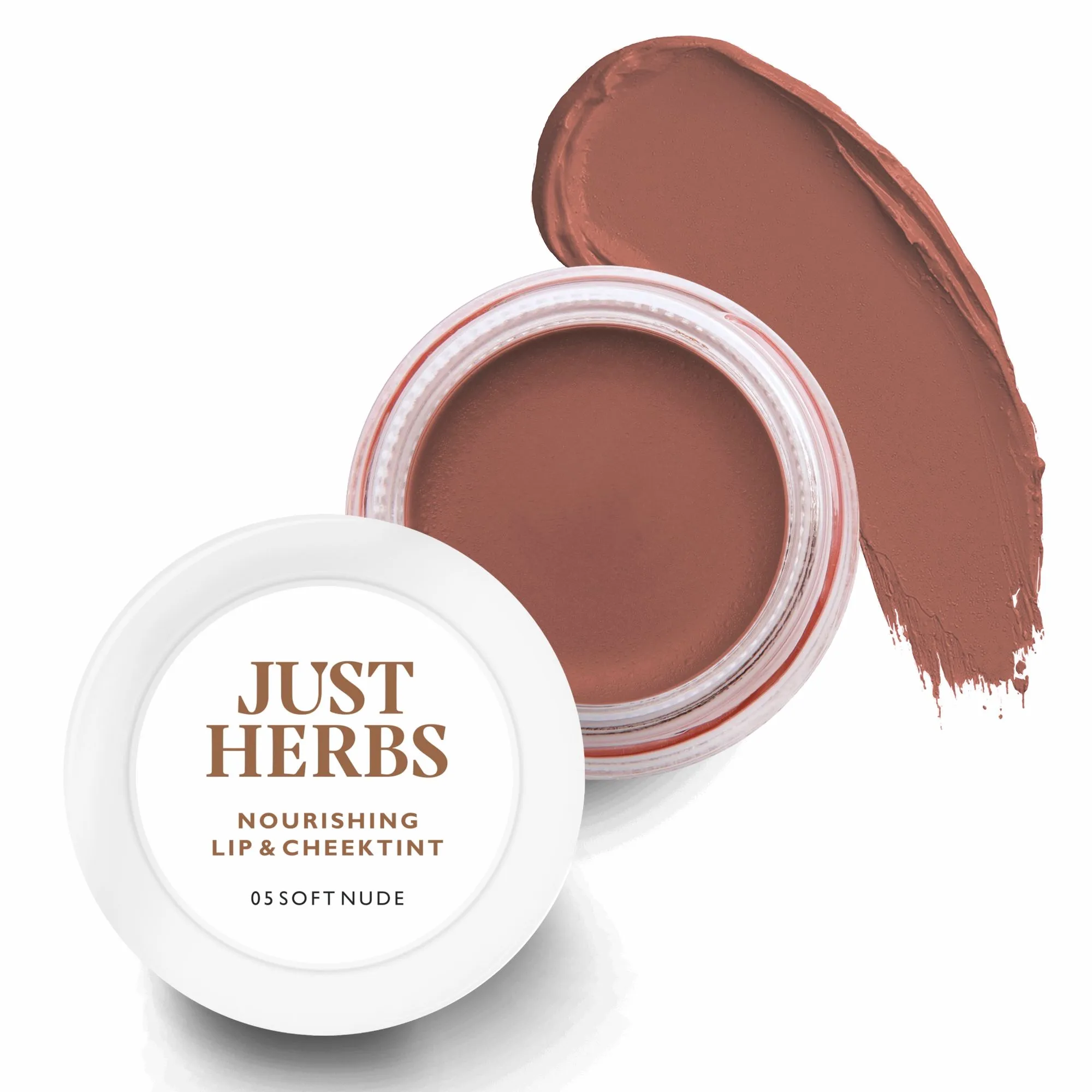 Just Herbs Lip & Cheek Tint and Blush for Eyelids, Cheeks & Lips, 05 Soft Nude