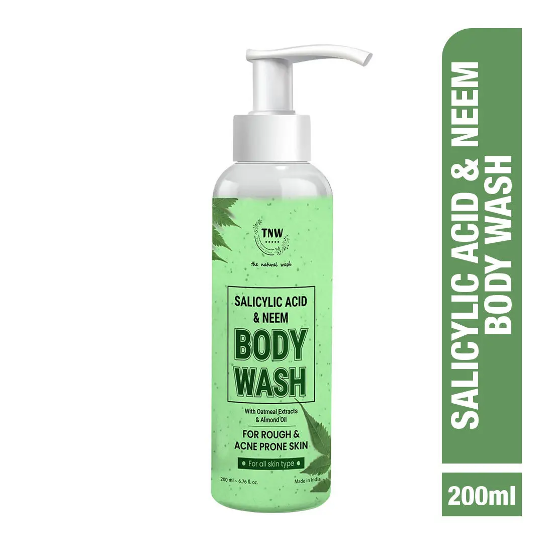 TNW -The Natural Wash Salicylic Acid & Neem Body Wash 200ml with Aloe Vera & Green Tea Extracts 100ml | For rough & Acne prone skin