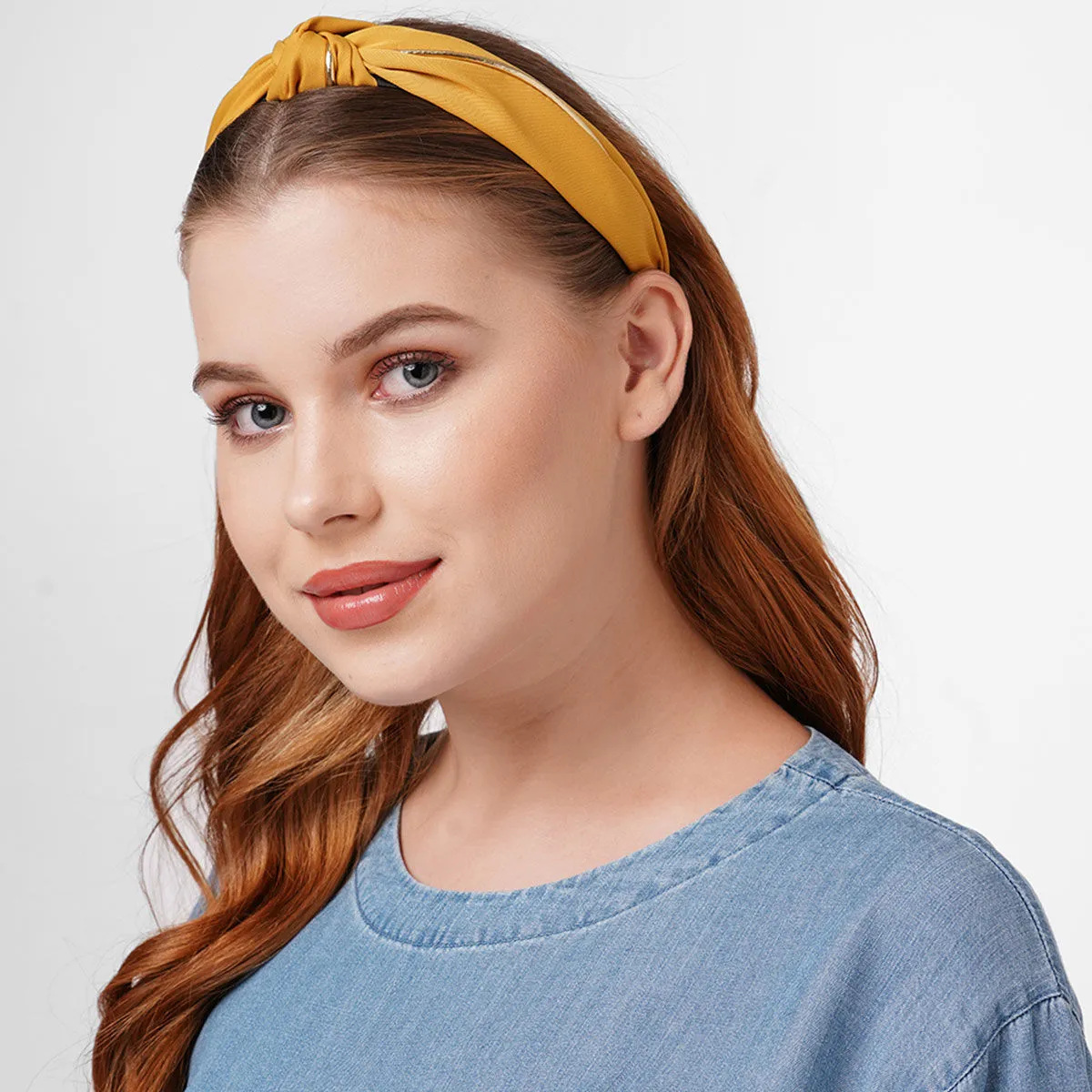 Toniq Yellow Top Knotted Hair Band For Women(oawxxh88 A)