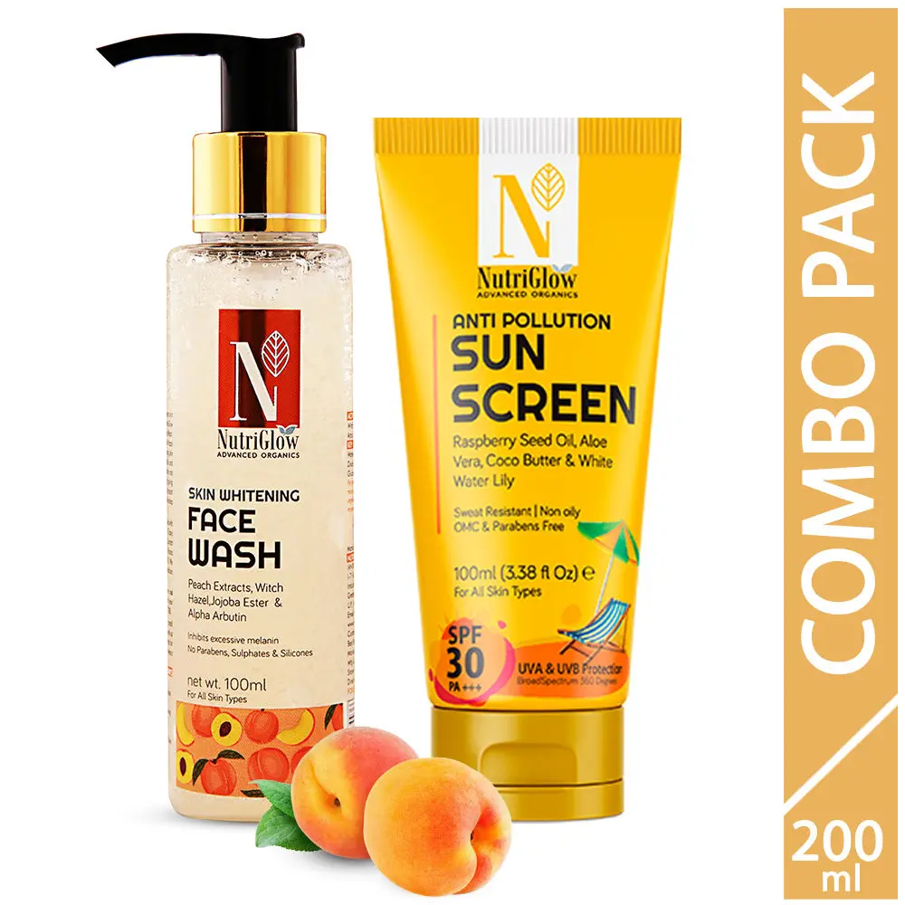 NutriGlow Advanced Organics Skin Whitening Face Wash (100 ml) & Sun Screen SPF 50 (100 ml) For Graceful & Glowing Skin