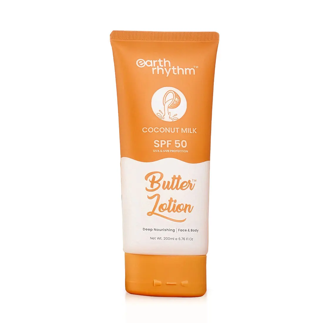 Earth Rhythm Coconut Milk SPF 50 Butter Lotion |UVA & UVB Protection | for Face & Body - 200 ML