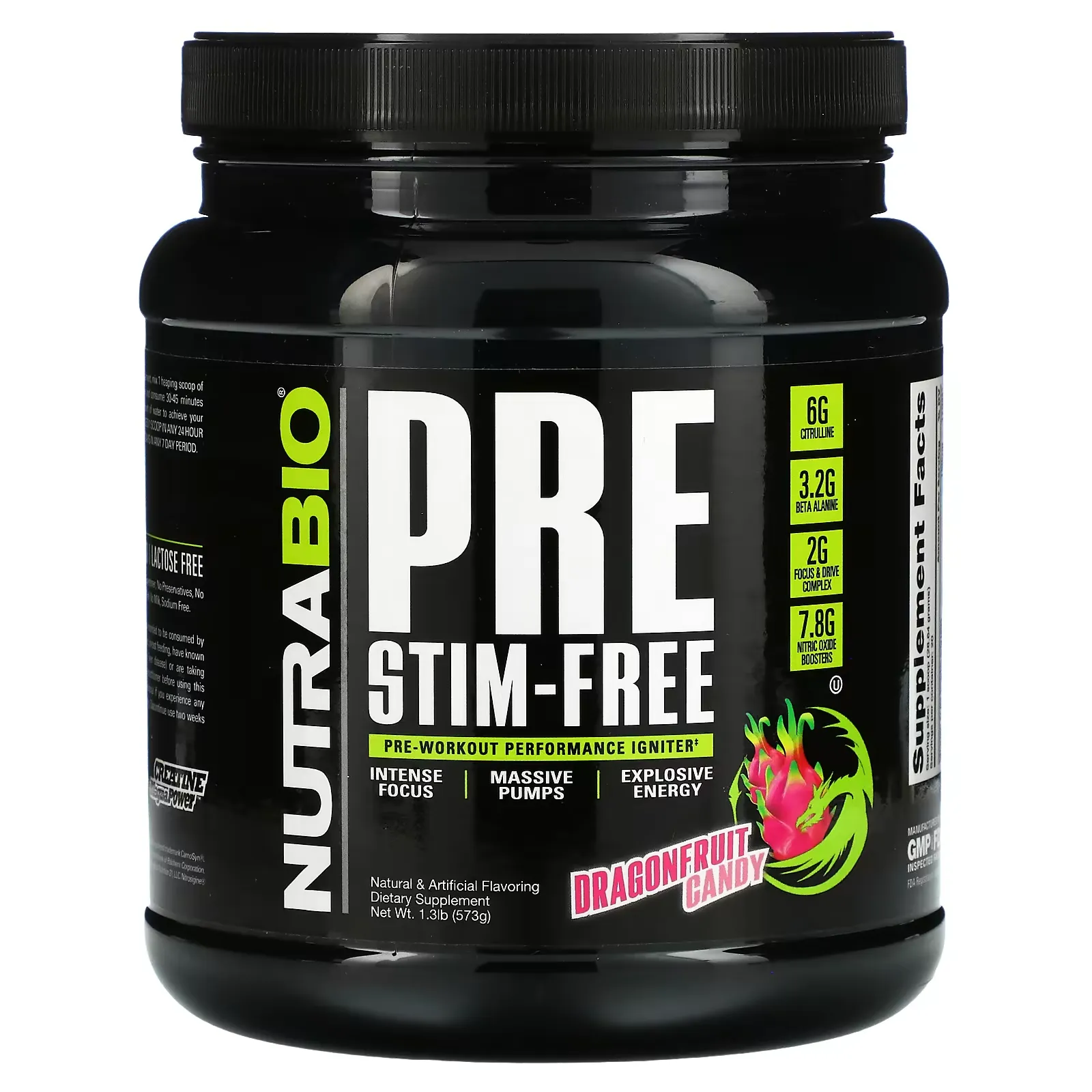 PRE-Workout, Stim-Free, Dragonfruit Candy,  1.3 lb (573 g)