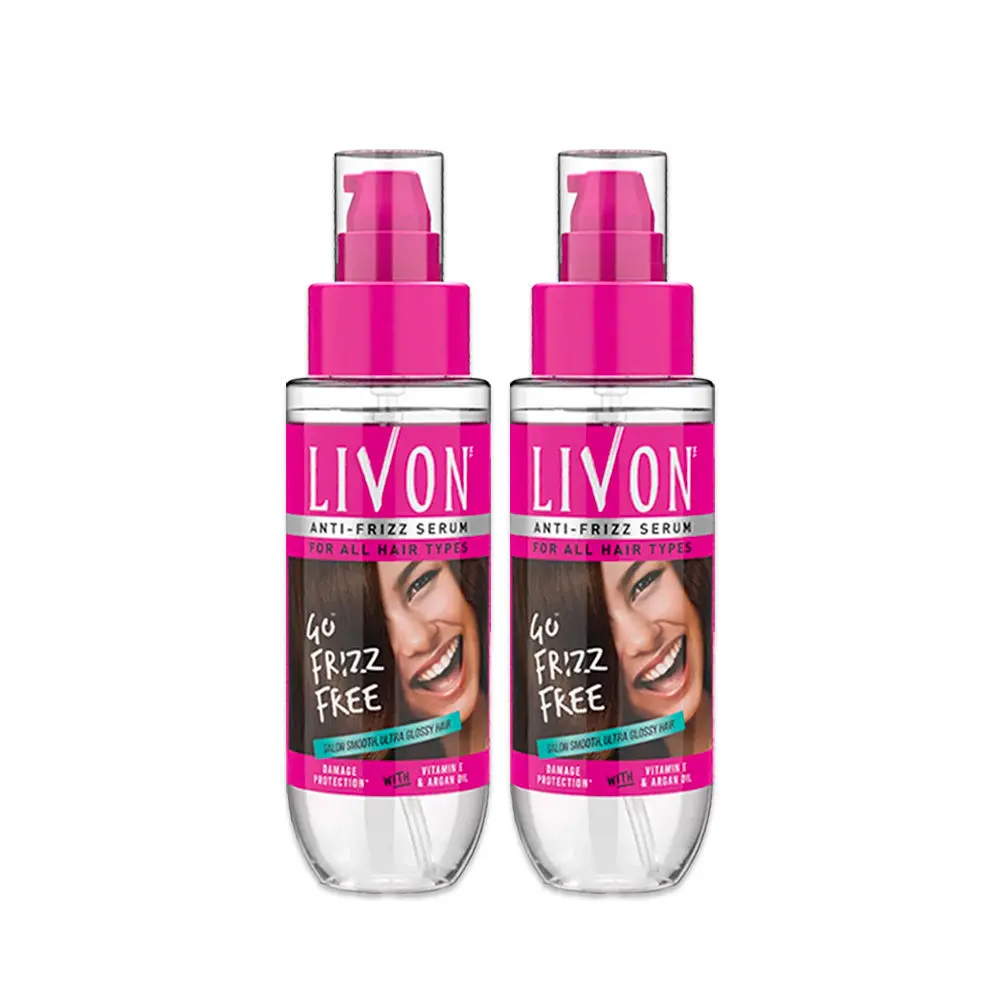 Livon Hair Serum for Women & Men, All Hair Types for Smooth, Frizz free & Glossy Hair, 50 ml - Pack of 2