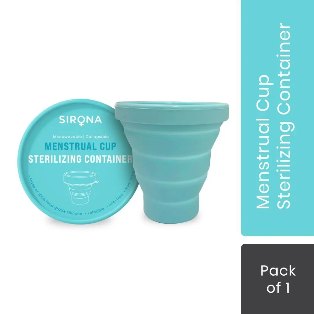 Sirona Collapsible Silicone Cup Foldable Sterilizing Container Cup for Menstrual Cups - 1 Unit | Microwave Friendly