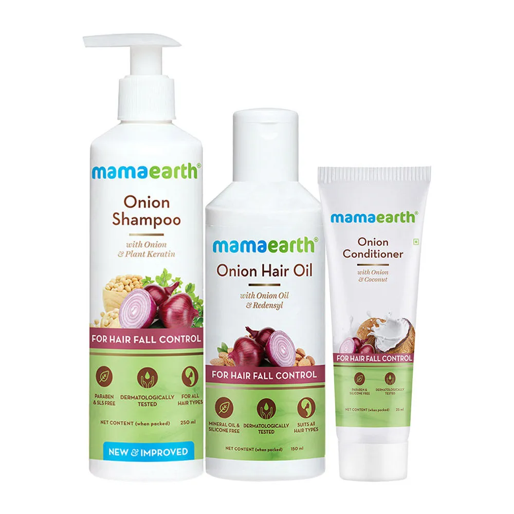 Mamaearth Onion Oil & Onion Hair Fall Control Shampoo With Free Onion Conditioner