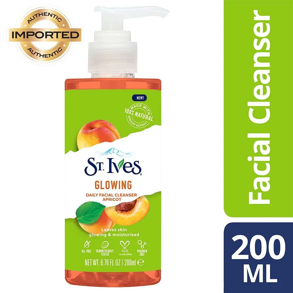 St. Ives Glowing Daily Facial Cleanser Apricot,100% natural extracts, Paraben free, oil free,200ml