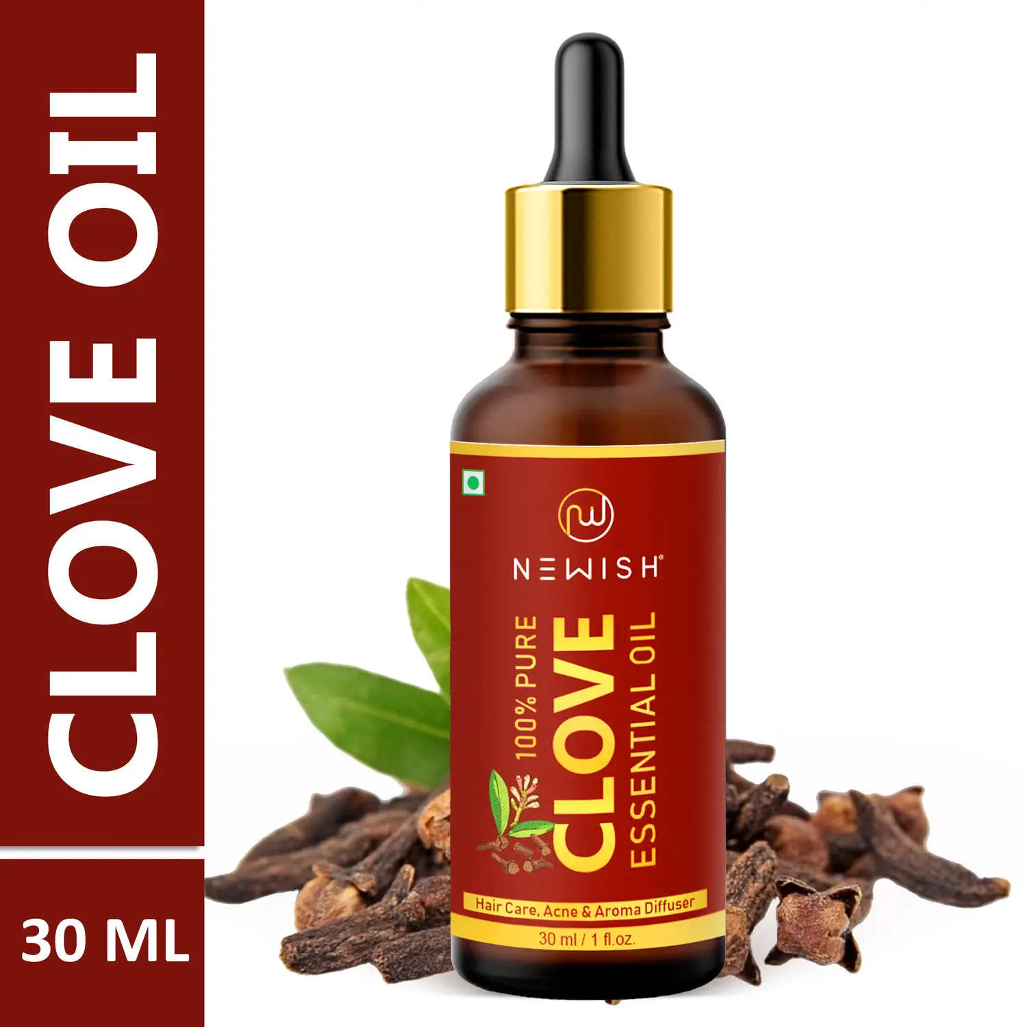 Newish® Pure & Natural Clove Oil for Teeth Pain, Skin & Hair 30ml