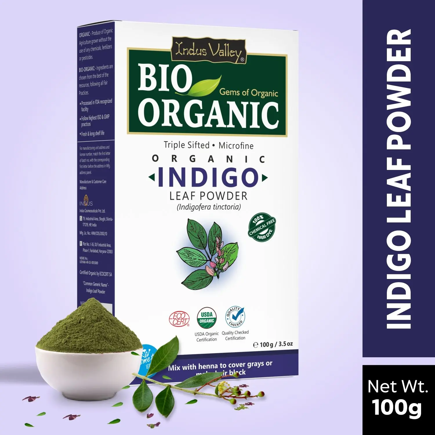 Indus Valley Bio Organic Indigo Leaf Powder- 100g