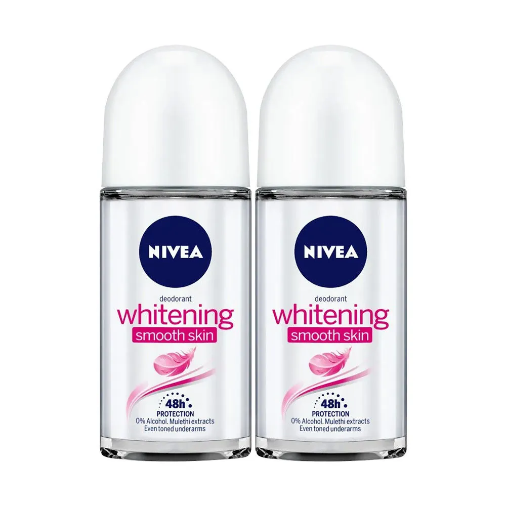 Nivea Whitening Smooth Skin Deodorant Roll On (set Of 2)