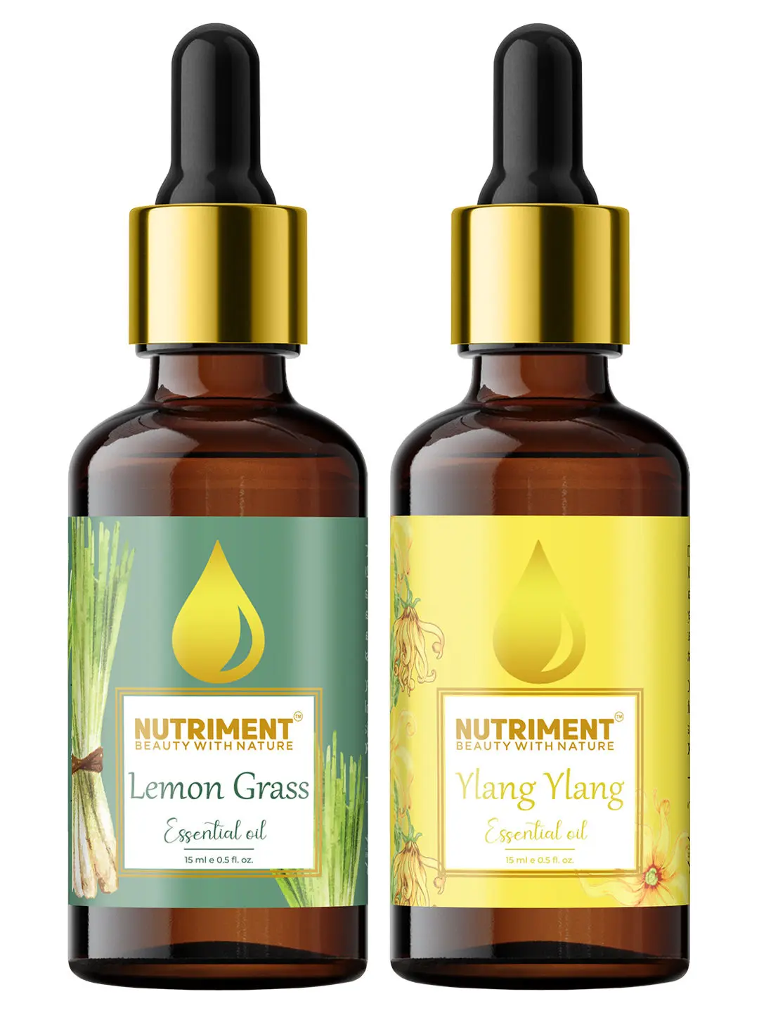 Nutriment Ylang-Ylang & Lemon Grass Essential Oil, 15ml Each (Pack of 2)