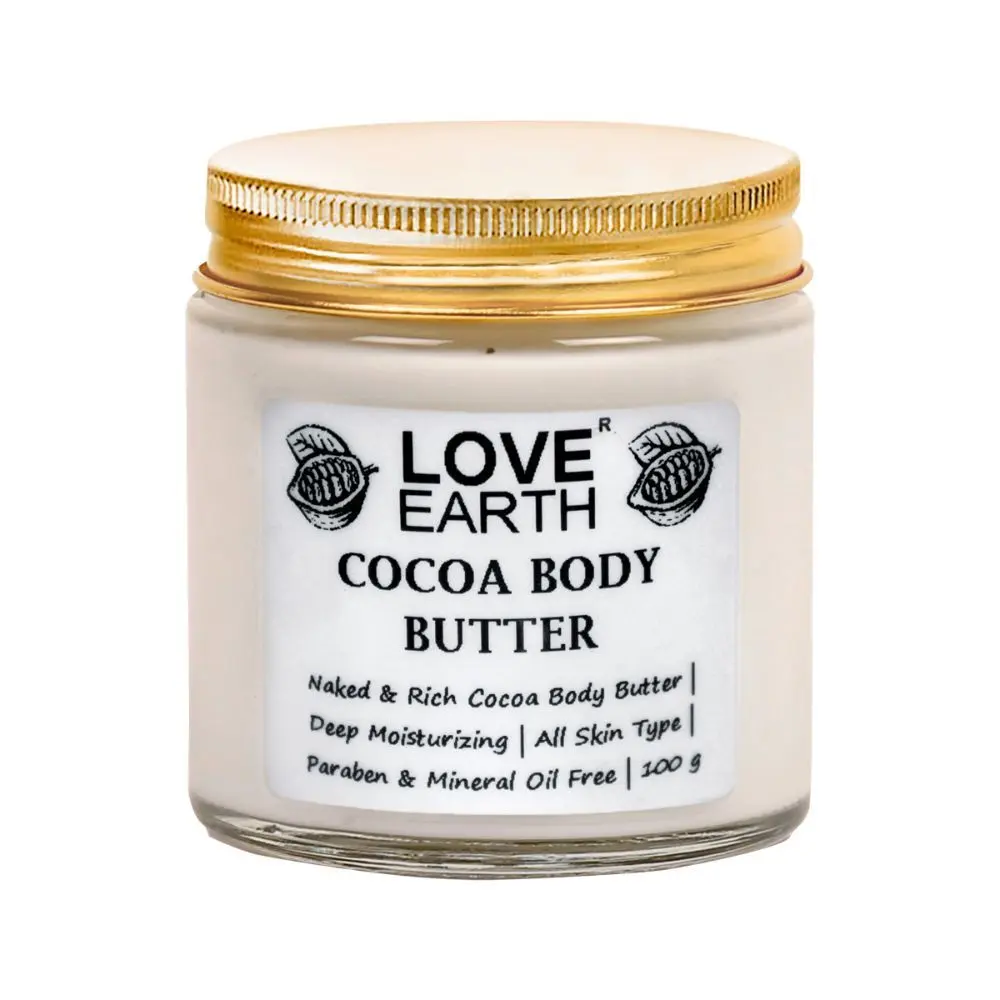 Love Earth Cocoa Body Butter With Organic Shea Butter & Cocoa Butter For Skin Moisturization & Nourishment, For Men & Women 100gm