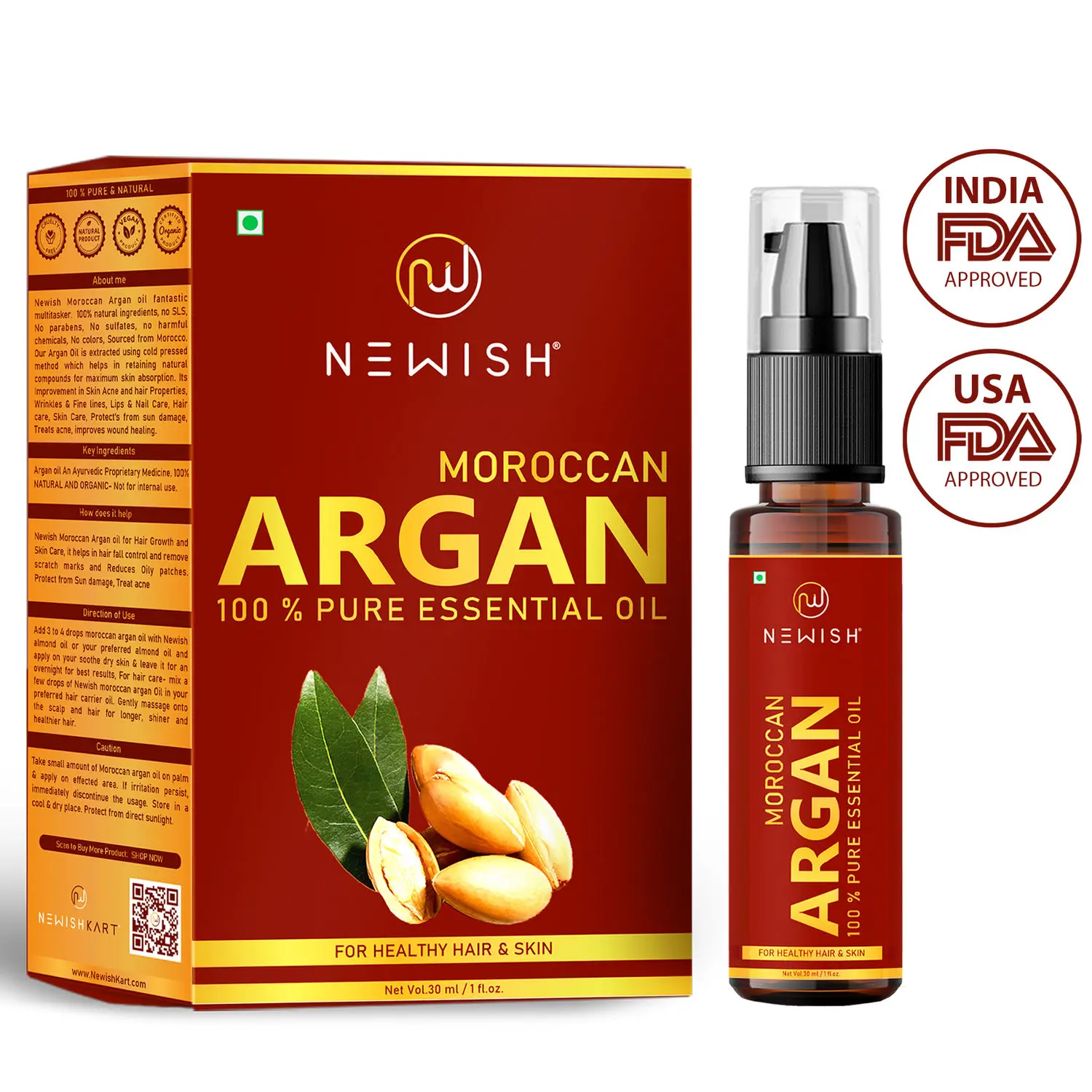 Newish Moroccan Argan Oil for Hair and Face (30 ml)