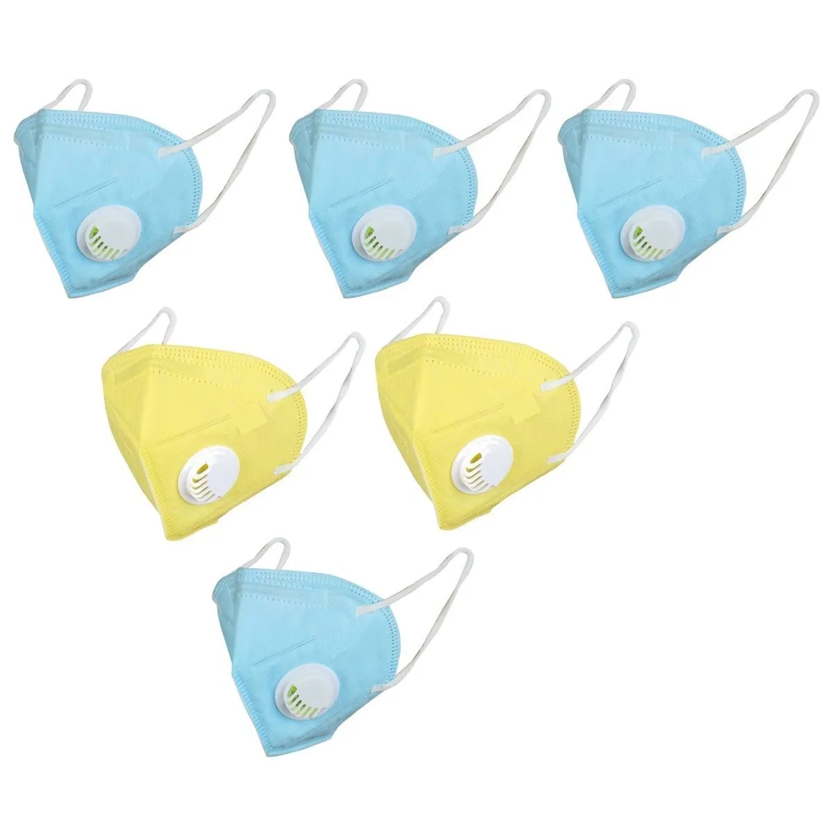 OOMPH Pack Of 6 Kn95/n95 Anti-pollution Reusable 5 Layer Mask Color: Blue,yellow,blue