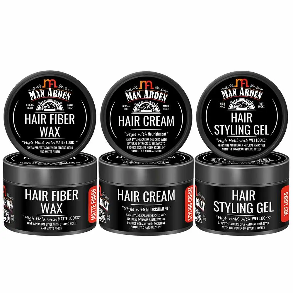 Man Arden Hair Styling Gel, Cream & Fiber Wax Combo,  3 Piece(s)/Pack  for All Hair Type