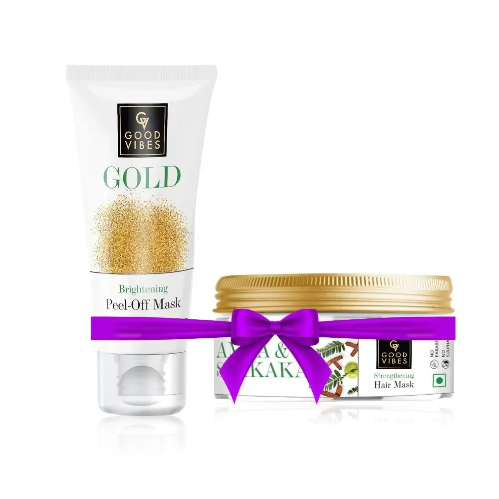 Good Vibes Gold Brightening Peel Off Mask (50 g) + Good Vibes Amla & Shikakai Strengthening Hair Mask (200g) special combo