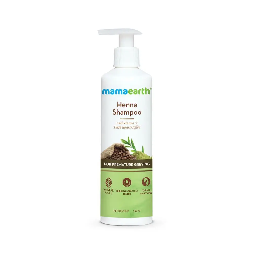 Mamaearth Henna Shampoo, for Grey Hair, with Henna and Deep Roast Coffee for Premature Greying – 250 ml