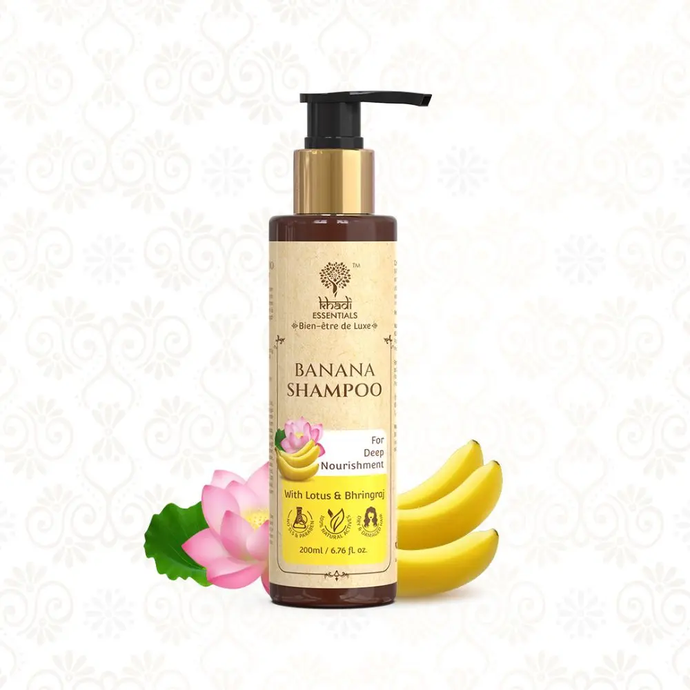 Khadi Essentials Banana Hair Shampoo With Lotus & Bhringraj for Deep Nourishment - 200ml