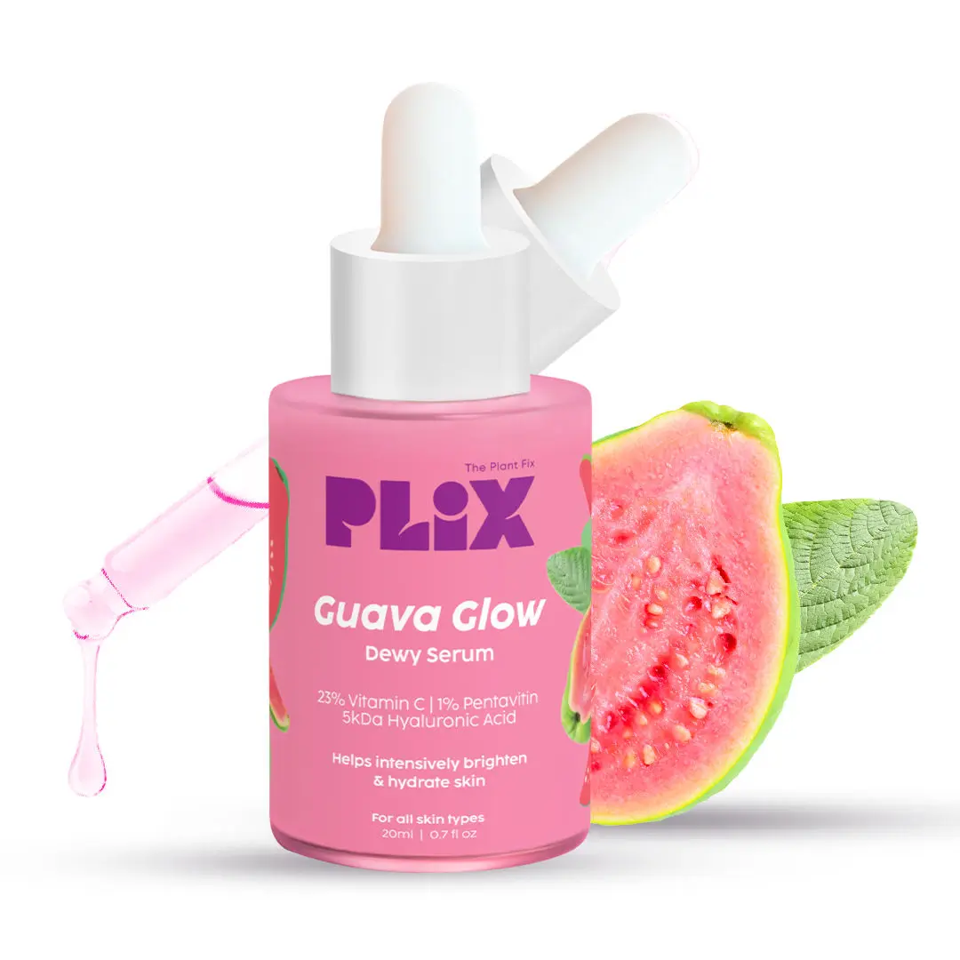 PLIX 23% Vitamin C Guava Face Serum for Skin Brightening, Clear, Glowing & even toned complexion | with Hyaluronic acid & Pentavitin, for Women & Men| For Dry, Combination, Oily skin| 20ml