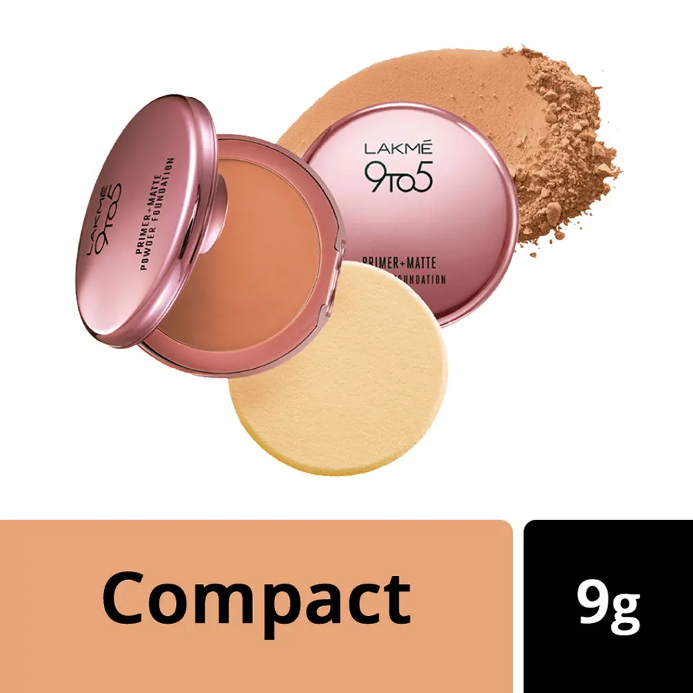 Lakme 9 To 5 Primer + Matte Powder Foundation Compact - Natural Almond (9 g)